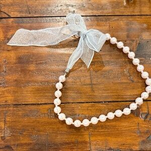 Pearl Necklace with Sheer Ribbon Accent
